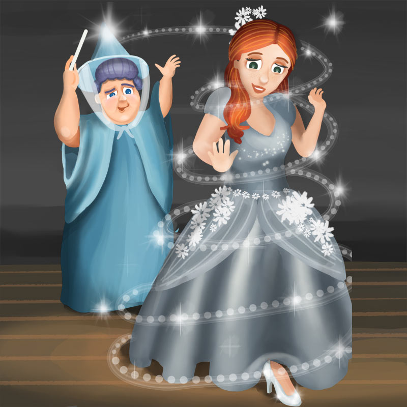 Cinderella in her beautiful dress