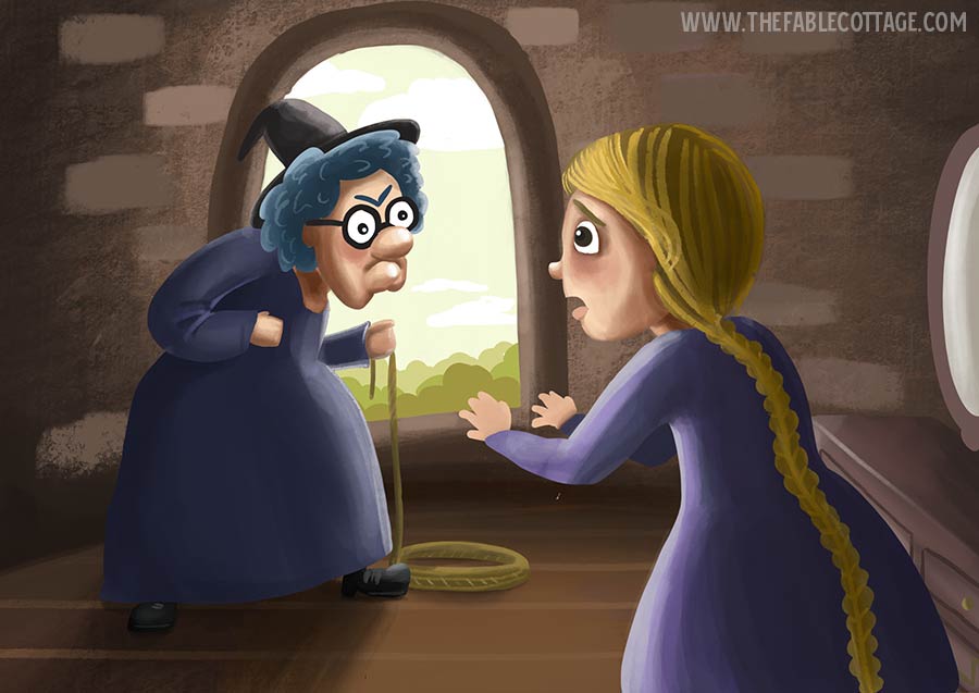 The witch confronting Rapunzel