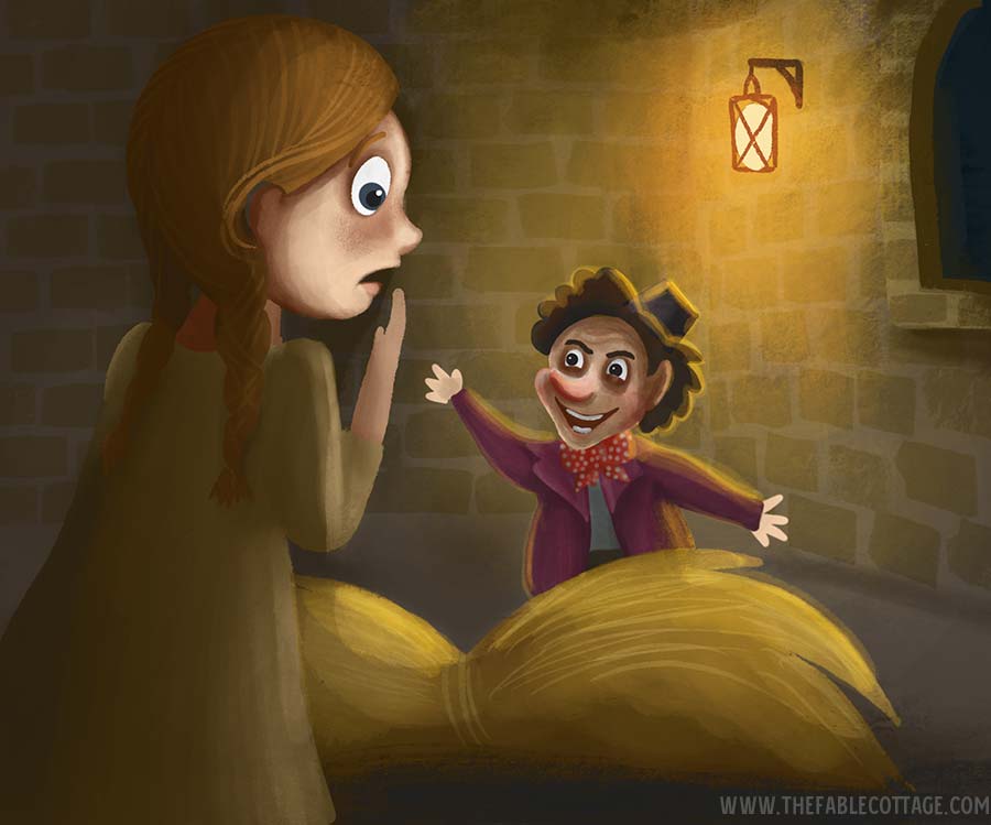 Illustration of Sophie meeting the little man